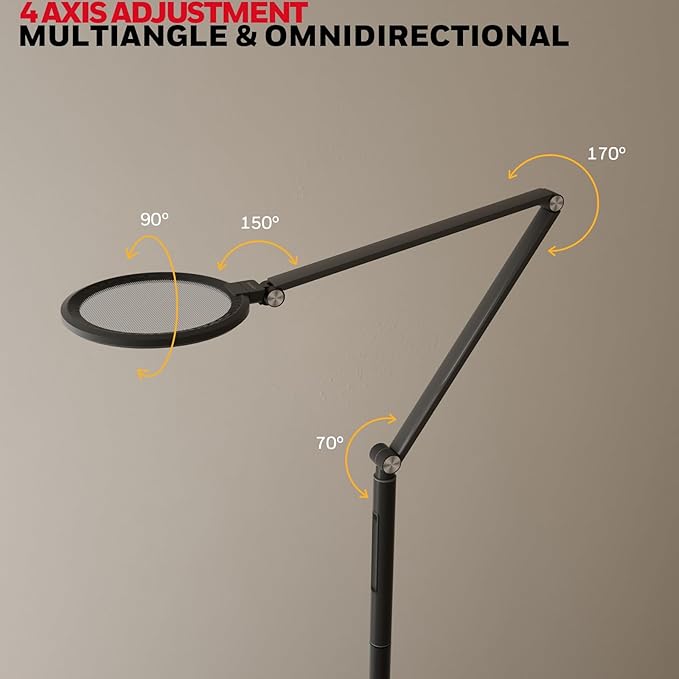 HONEYWELL LED Floor Lamp - F01BK Sunturalux™ Eye Caring Dimmable Standing Light with Remote,Bright Natural Daylight 5 Colors & 5 Brightness Adjustable Tall Lampara for Home Office Living Room Bedroom