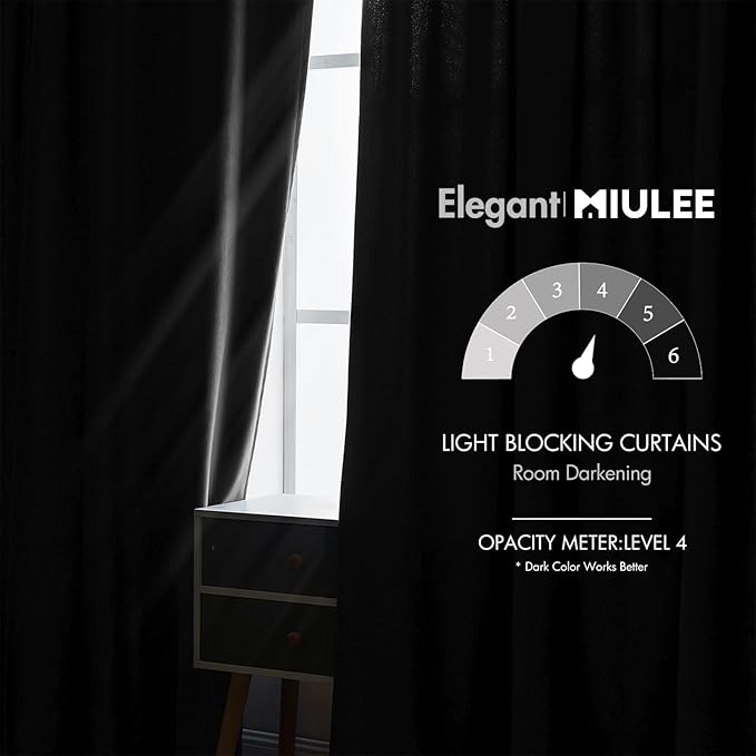 MIULEE Black Velvet Curtains 84 inches 2 Panels - Luxury Blackout Curtains for Bedroom Living Room Thermal Insulated Super Soft Window Drapes Rod Pocket & Back Tab, Halloween Decor, W52 x L84 inches