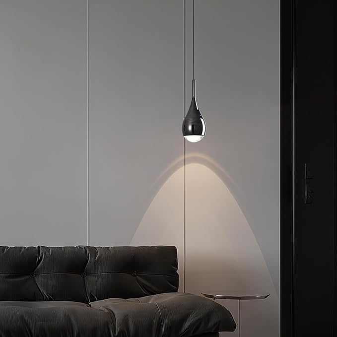 Pendant Lights Kitchen Island, Modern Black Pendant Light fixtures, LED Dimmable Hanging Pendant Lighting for Over Sink,Bar,Dining Room,Bedside,Lens COB 4000K(1-Pack)