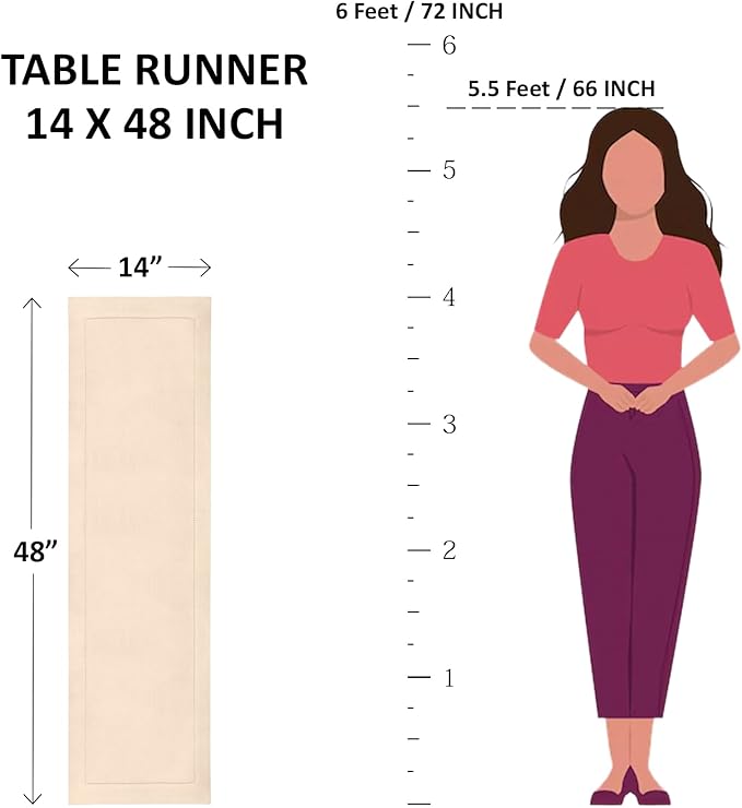 Solino Home Linen Light Natural Table Runner 48 Inches - Classic Hemstitch, 100% Pure Linen Coffee Table Runner 14 x 48 Inch Ideal for Dresser Tables - Fall, Autumn, Halloween, Thanksgiving, Christmas