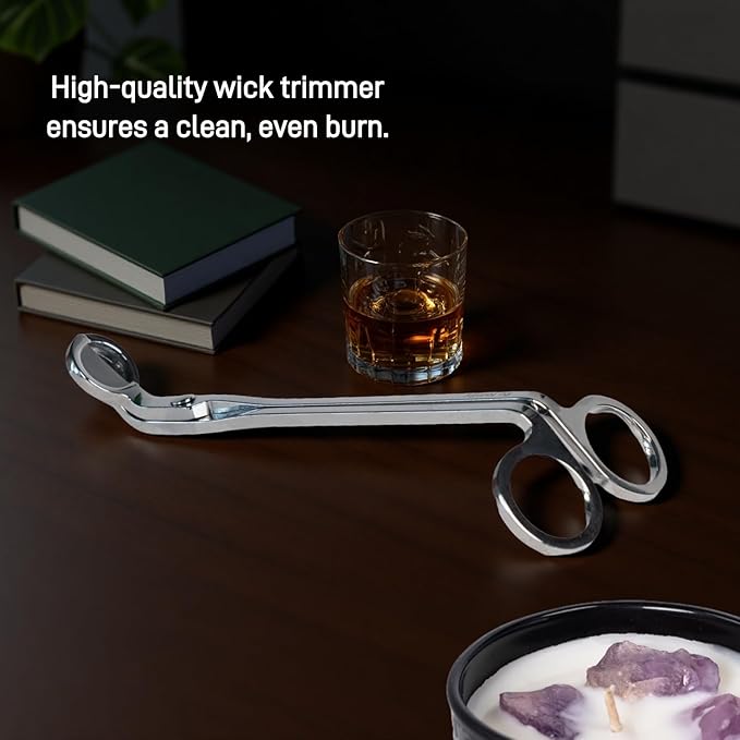 Luxury Black Scented Candles Gift Set for Men – 3x7oz Soy & Beeswax Crystal Candles with Wick Trimmer & Snuffer Lid, Aromatherapy Candles for Home Scented, Masculine Gift for Men & Women