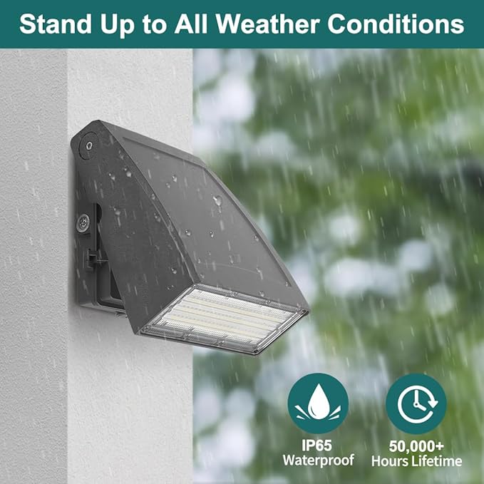 60W LED Wall Pack Light with Dusk-to-Dawn Photocell, 0-90° Adjustable Full Cutoff Outdoor Wall Light for House Yard Garage, 7800lm 5000K Daylight 100-277V ETL Listed