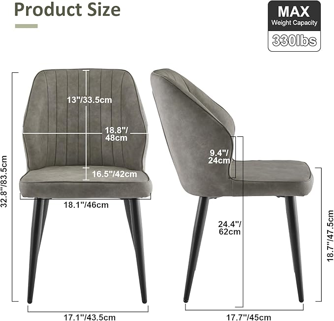 CLIPOP Faux Leather Dining Chairs Set of 4, Modern Kitchen Chairs with Upholstered Seat, High Back, Dining Room Chairs for Kitchen, Greige