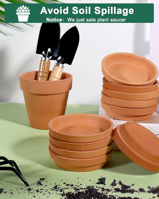 vensovo 3 Inch Terracotta Plant Saucer Pots Tray - 32 pcs Mini Planter Saucers for Indoor & Outdoor Plants, Small Clay Trays Perfect for 2 Inch 2.5Inch Flower Pot