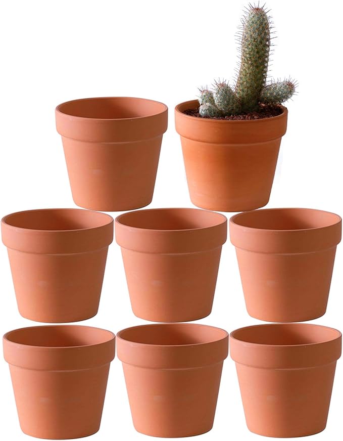 4.6 Inch Terracotta Clay Pots Pack of 8 - Mini Hand Craft Nursery Plant Pot Succulent Cactus DIY Pottery Planter Home Garden Windowsill Decoration
