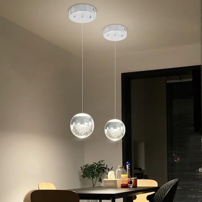 Crystal Pendant Light for Kitchen Island,Small Chandelier Lights Fixture, Hanging Lighting Ceiling Light Fixture Modern Adjustable Pendant Lighting for Dining Room Bedroom