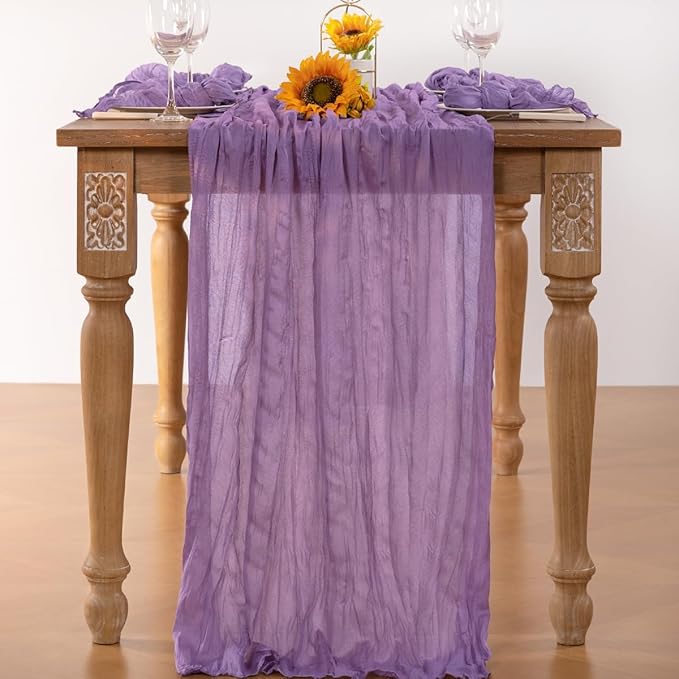 Lavender Purple Cheesecloth Table Runner 10 Pack Fall Table Runners Boho Gauze 120 Inches Cheese Cloth Fall Table Decorations for Thanksgiving Wedding Bridal Baby Shower Birthday Garden Party