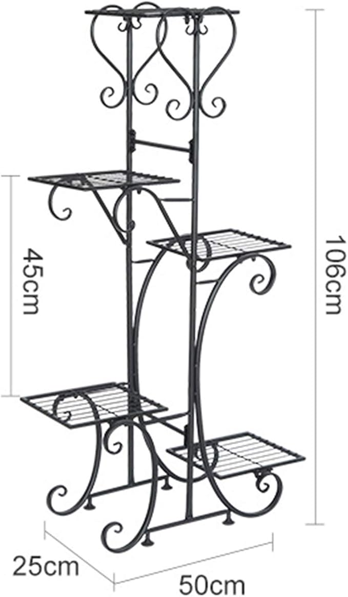 42inch Tall Metal Plant Stand Multi Tiered 5 Tier Multiple Flower Pots Holder Shelf Rack Display Stand Wrought Iron Planter Display Rack Potted Planter Shelves Organizer for Patio Balcony Garden