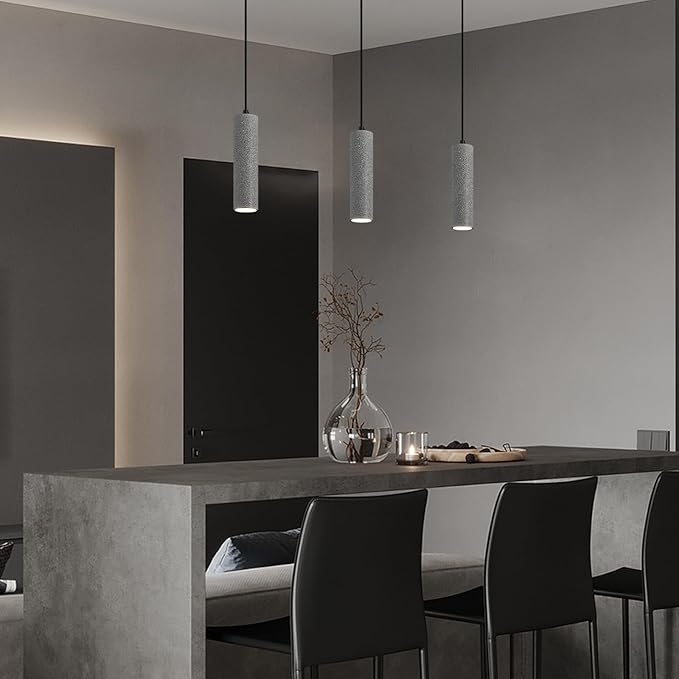 Modern Black LED Concrete Pendant Light Kitchen Islandceiling Light Fixture Pendant Lighting for Dining Room Coffee Club Resturant Bar Living Room(2-Pack)