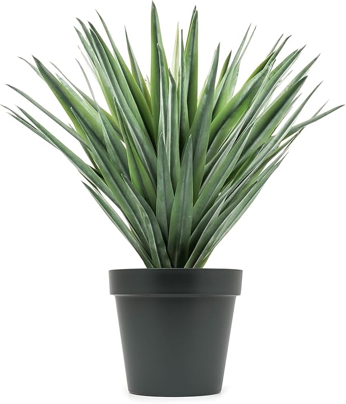Velener Artificial Agave Plant in Black Pot with Real Stone Pebbles, Large Fake Agave Plant for Indoor and Outdoor-22 inches Tall, 105 Leaves