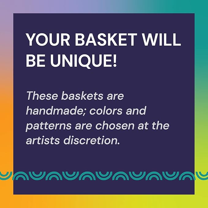 Market Basket, Handmade in Ghana by Women Artisans, Natural + Midnight Color, MEDIUM, 13"-15" Diameter x 8"-9" H, RED HANDLE (1 basket)