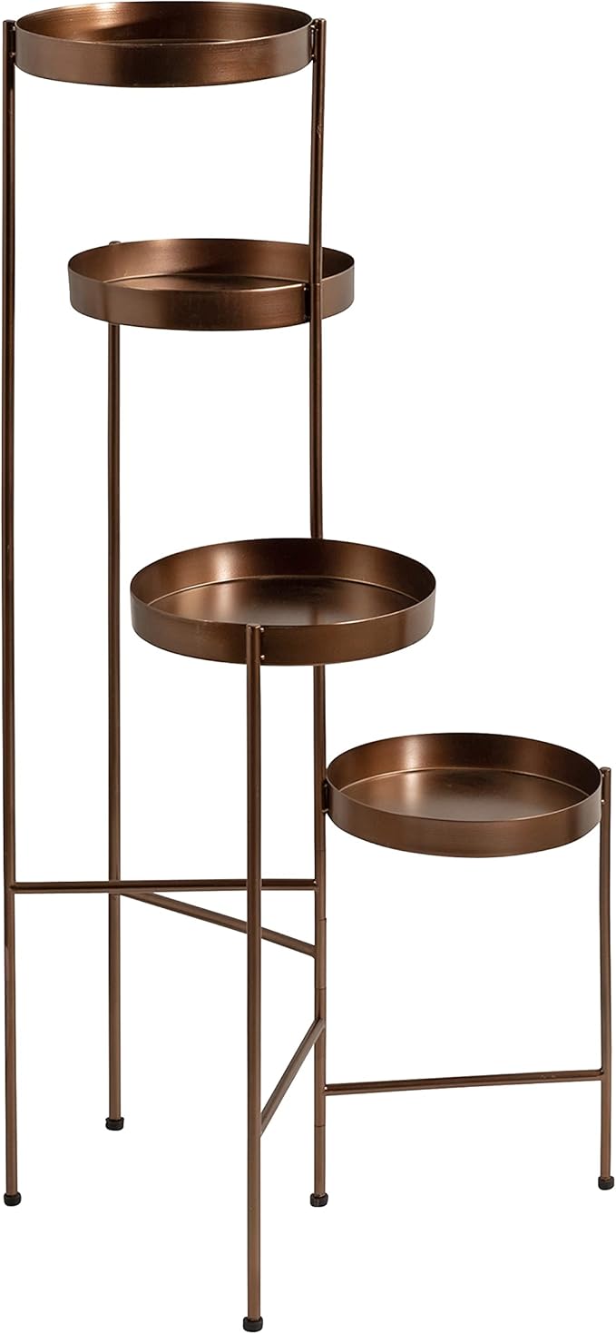 Kate and Laurel Finn Modern 4-Tier Plant Stand, 10 x 11 x 44, Bronze, Folding Lightweight Plant Stand for Decorative Display and Storage