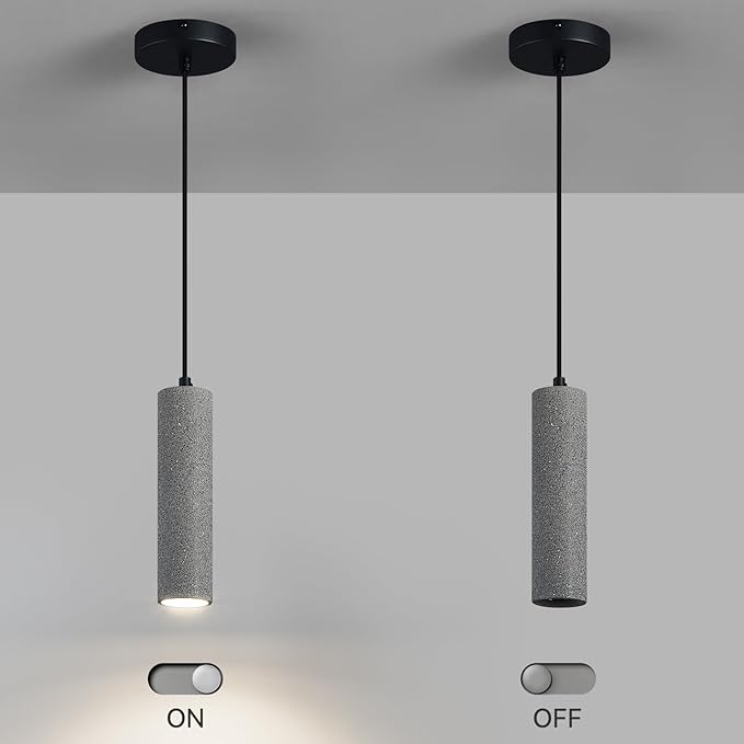 Modern Black LED Concrete Pendant Light Kitchen Islandceiling Light Fixture Pendant Lighting for Dining Room Coffee Club Resturant Bar Living Room(2-Pack)