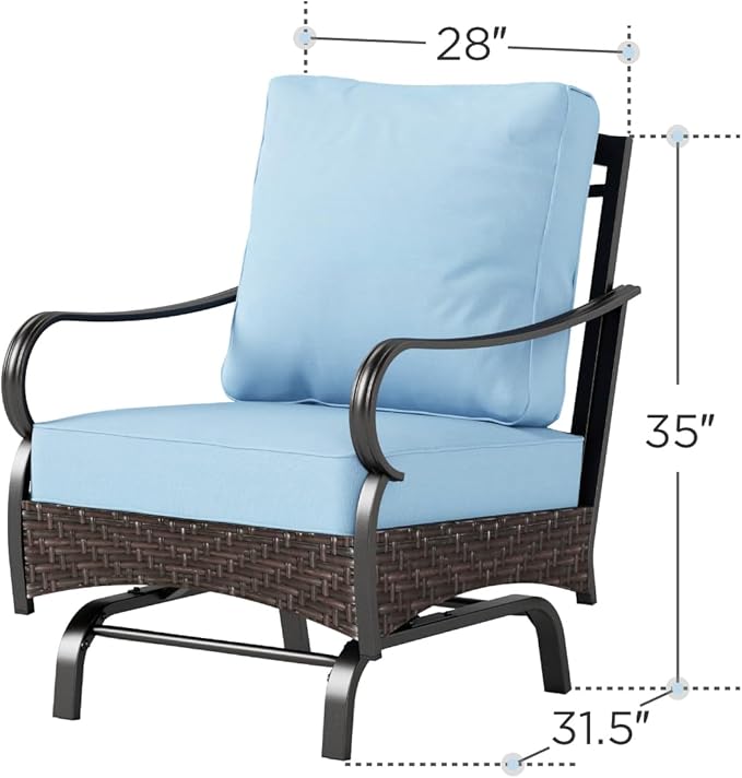 Rocking Patio Sofa Chairs - 2 PCS Outdoor Rocking Armchairs, Patio Seating with High Back Deep Seat for Porch Deck Balcony