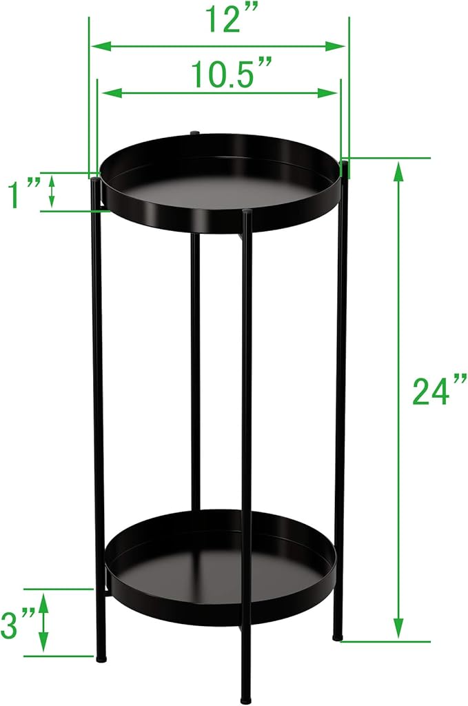 OVICAR Plant Stand Indoor Outdoor - Flower Pot Holder Metal Plant Rack Organizer , 2 Tiers Tall Planter Display Storage Shelf For Home Garden Patio Bathroom Office Living Room Balcony Corner(Black)