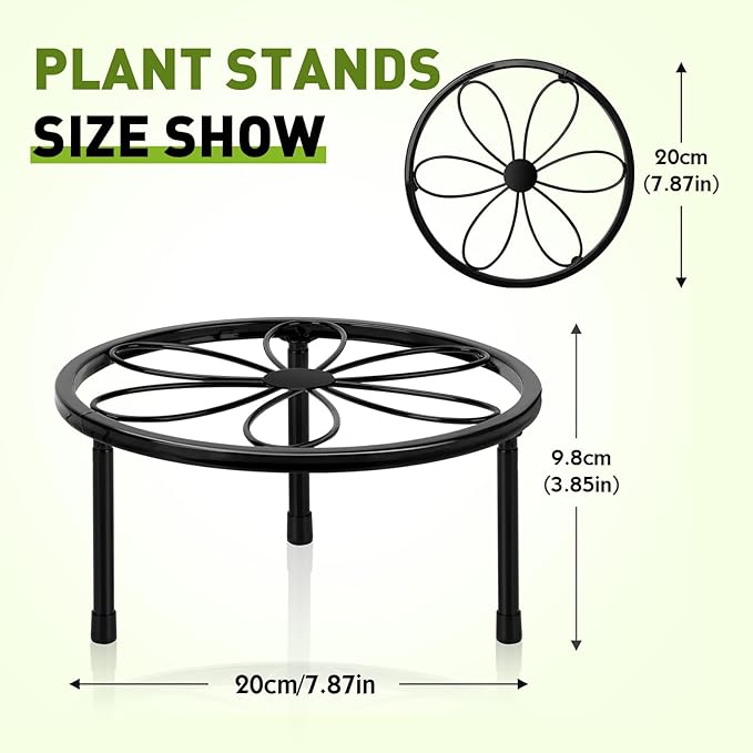 ESRICH Plant Stand Indoor, Plant Stand,Plant Stands Outdoor for Multiple, Metal Plant Stands, Potted Plant Holder for Garden Home ( 2 Pack 7.8in)