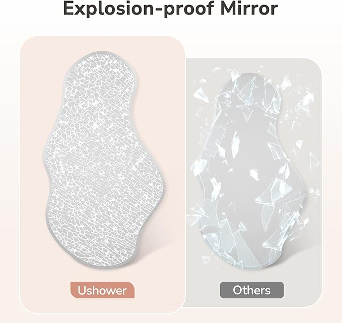 USHOWER Irregular Wall Mirror 26"x46", Frameless Asymmetrical Mirror, Modern Wall Mirrors Decorative for Bathroom, Bedroom, Living Room, Entryway, Cloakroom Renovation