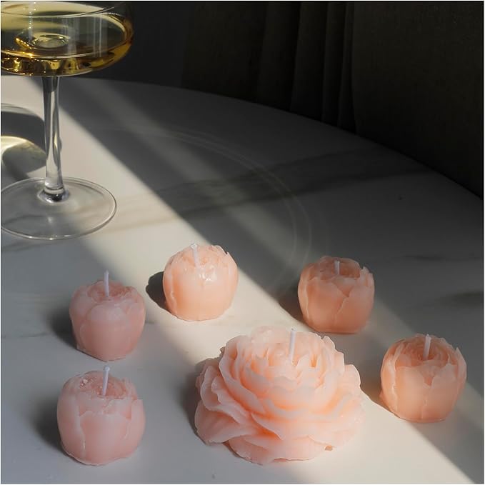 6pc Baby Shower Candle Favors for Guest DIY Floating Candles Party Favors Bulk Scented Tealight Candles Gender Reveal Gifts Return Gifts (Flower-Pink)