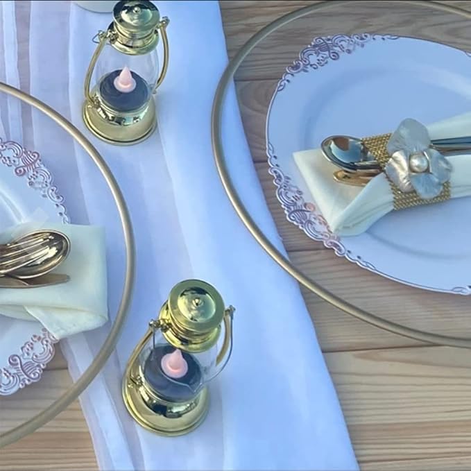 Mini Lanterns 6 Pcs LED Small Indoor Golden Decorative Outdoor Hanging Candle Lanterns Farmhouse Weddings Birthday Halloween Christmas Decorations