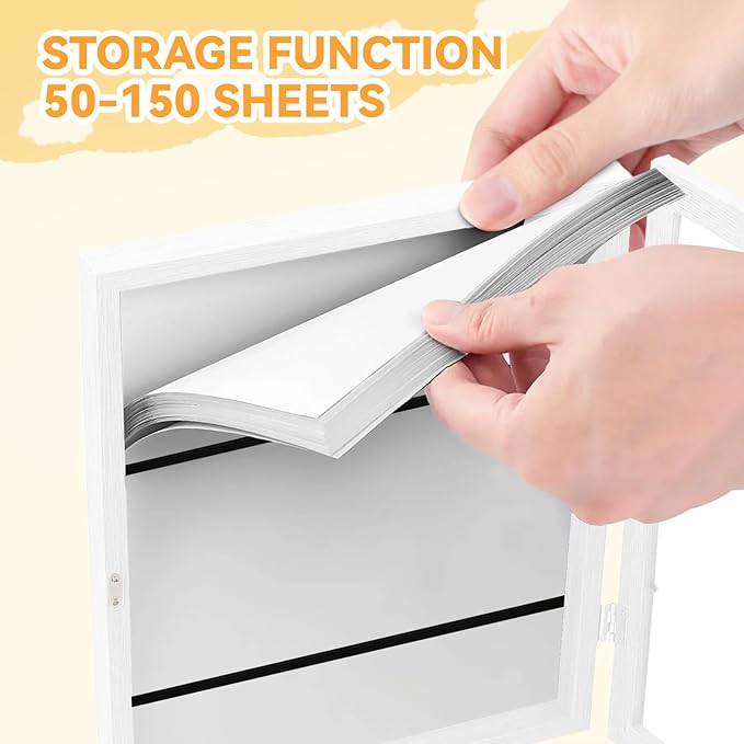 4-Pack Kids Artwork Frames 10x12.5 Front Opening Kids Art Frame for Wall Art work Picture Display Holds 50+ Pcs for Kids Drawings Changeable Frames for Kids' Artwork Storage and Display – White