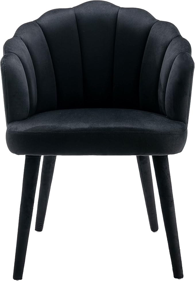 Black Velvet Dining Chairs Set of 2 Modern Accent Chairs Upholstery Side Chairs with Upholstered Wood Legs for Home Kitchen/Living Room