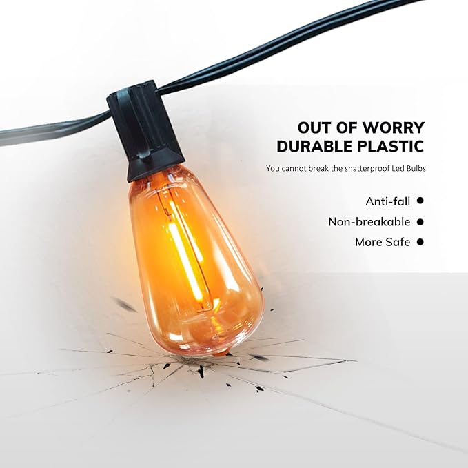 Achin Outdoor String Lights Multicolor - 25FT Colored Patio Lights Waterproof with 13+1 ST38 LED Colorful Bulbs Shatterproof Rainbow Hanging Lights for Outside Party, Christmas, Holiday