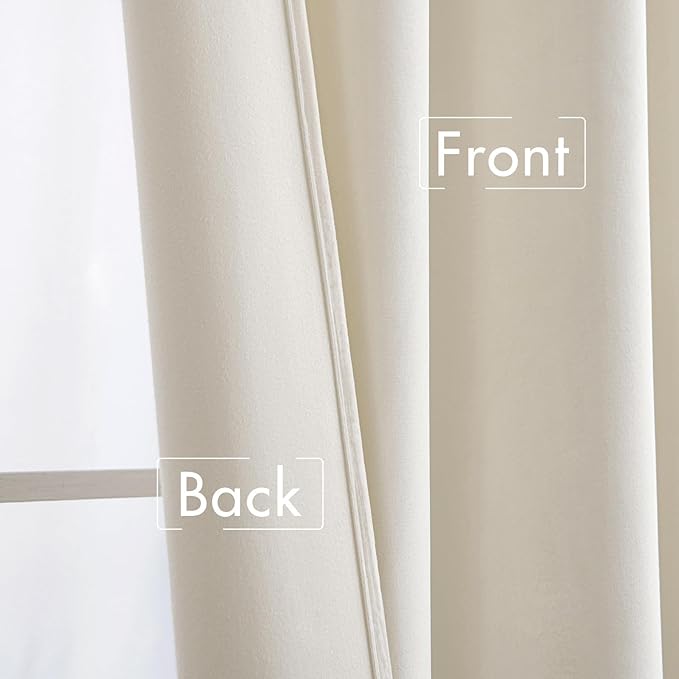 MIULEE Velvet Curtains 96 inches - Luxury Curtains for Bedroom Living Room Thermal Insulated Super Soft Room Darkening Window Drapes Rod Pocket & Back Tab, Ivory, W52 x L96 inches, 2 Panels