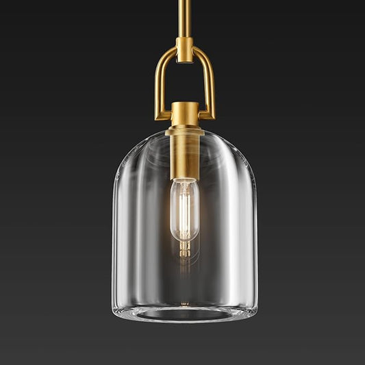 Brass Pendant Light Fixtures, Gold Pendant Light, Indoor Pendant Light for Kitchen Island Dining Room Living Room Bedroom Bathroom, E12 Bulb Included