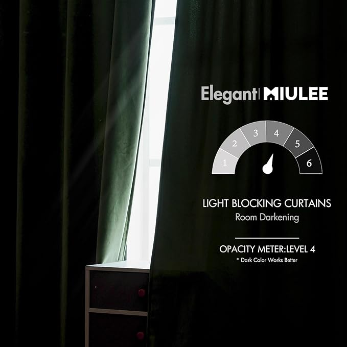 MIULEE Velvet Curtains 72 Inch Wide - Extra Wide Luxury Room Darkening Curtains for Sliding Door Bedroom Living Room Thermal Insulated Window Drapes Back Tab, Olive Green, W 72 x L 84 inch 2 Panels