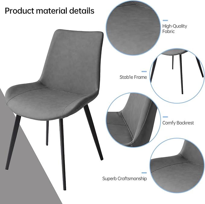 ZckyCine Modern Mid-Century Dining Table Set for 4-6 People Kitchen Dining Room Table Set Extendable Wood Dining Table and 4 Upholstered Chairs, Home Kitchen Furniture
