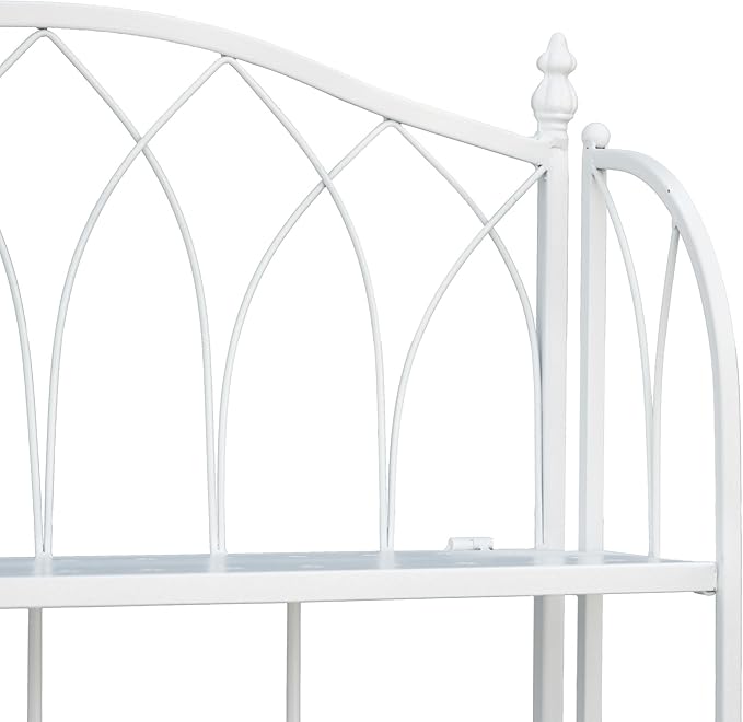 White 4-Tier Plant Stand with French Style Pattern, Indoor Outdoor Flower Shelf for Balcony Patio, Vintage Garden Decor with Lattice Design Plant Holder