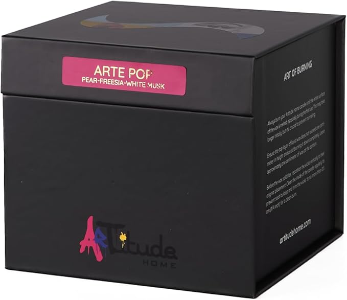 Scented Candle | Eco-Friendly Soy Blend Wax | Luxury Candles | Perfect for Gifting | Perfect for Home Décor | 14oz | 10cm Tall | Approx Burn Time - 80 Hours (Arte Pop, 10cm)