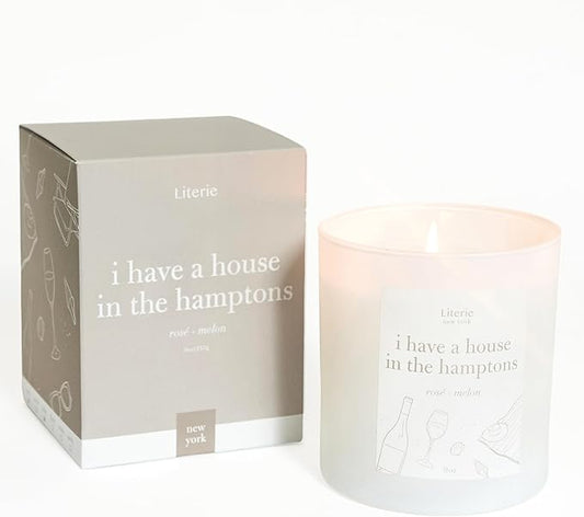 Literie NYC Inspired Scented Candle: I Have A House in The Hamptons - Rosé & Melon Scent, 9oz, 50 Hour Burn, Vegan Soy & Coconut Blend Candle for Home Decor, Gift for Women & Men