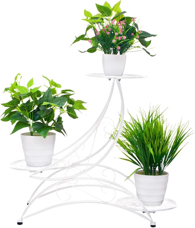 Metal 3 Tier Plant Stand Flower Pot Holder Potted Plant Stand Indoor Outdoor Display Rack for Patio Garden Balcony