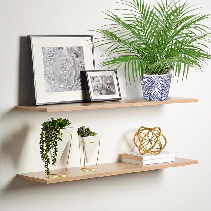 Hollyone Large Artificial Potted Plants Fake Palm Plants 16" Faux Green Plant Plastic Tropical Palm Tree in Blue and White Ceramic Pots Bohemian for Home Room Office House Indoor Decoration