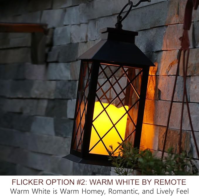Bright Zeal 2-Pack 13.5" Candle Lanterns Outdoor Waterproof Decorative Lights with Timer Remote - Decorative Indoor LED Lanterns Battery Operated - Cool White Vintage Lantern Outdoor