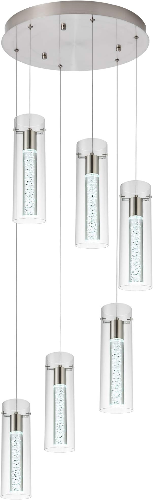Pendant Lights Kitchen Island Kitchen Lights Modern Crystal Bubble Glass Pendant Ceiling Light Fixture for, Dining Room, and Restaurant - 48W Integrated LED Hanging Light Dimmable.(6-Light)