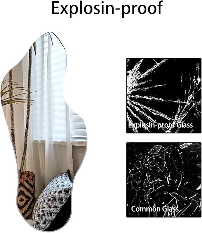 Irregular Wall Mirror, Asymmetrical Wall Mounted Mirror 19.6 x 47 Inch, Large Decorative Shaped Mirror for Living Room, Bedroom, Entryway, Cloud Shape