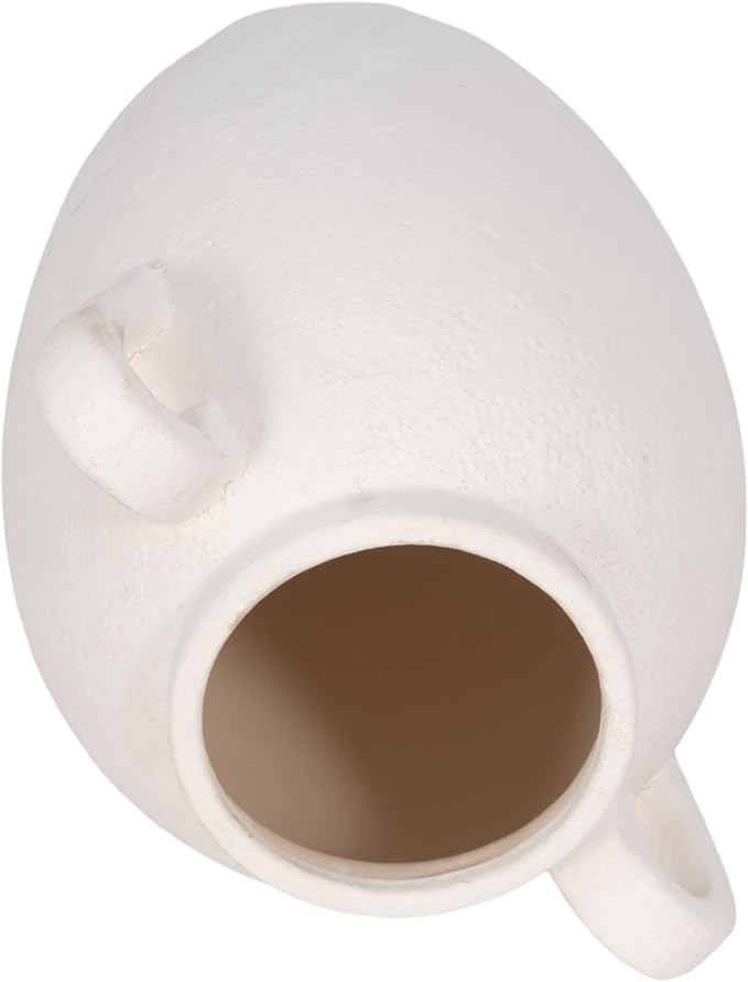 Sagebrook Home Stoneware Vase with Handles Ceramic Rustic for Flowers - Home Decor for Living Room, Bedroom, Office - Textured Pottery Accent for Floral Arrangements - 13" White