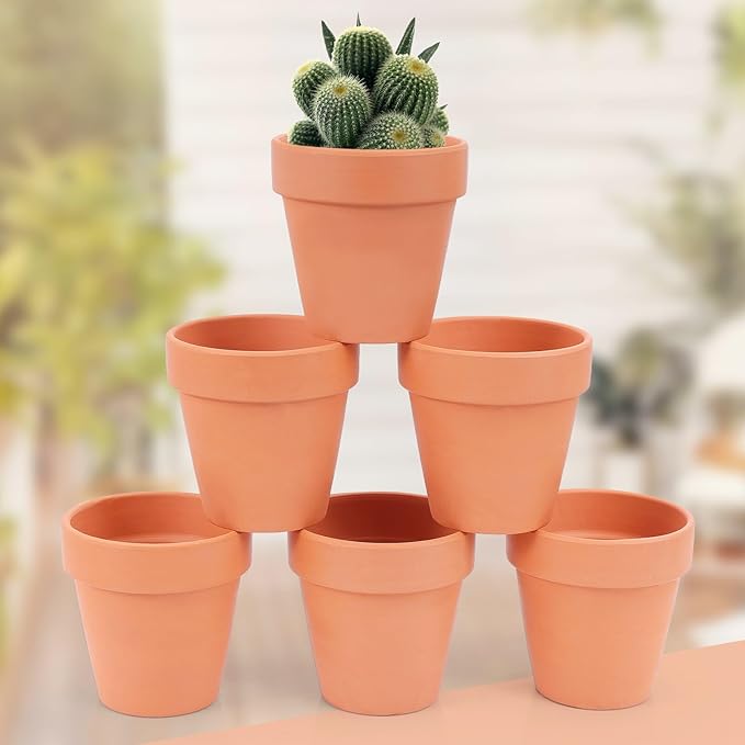26 Pack Terra Cotta, 3inch Small Clay Flowerpots with Drainage Hole, Terracotta Pot for Indoor Outdoor Plant, Great for Plants, DIY Crafts