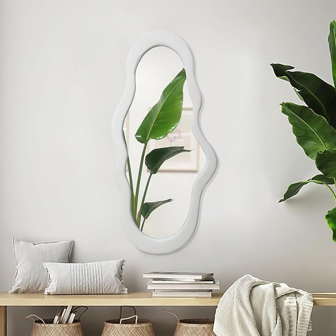 BST FURNH Small Cloud Mirror Unique 44X21 Inch Full Length Wall Mounted Mirror Tall Mirror Full Body Floor Length Mirror Dressing Body Mirror Frameless Mirror for Bedroom Bathroom Living Room