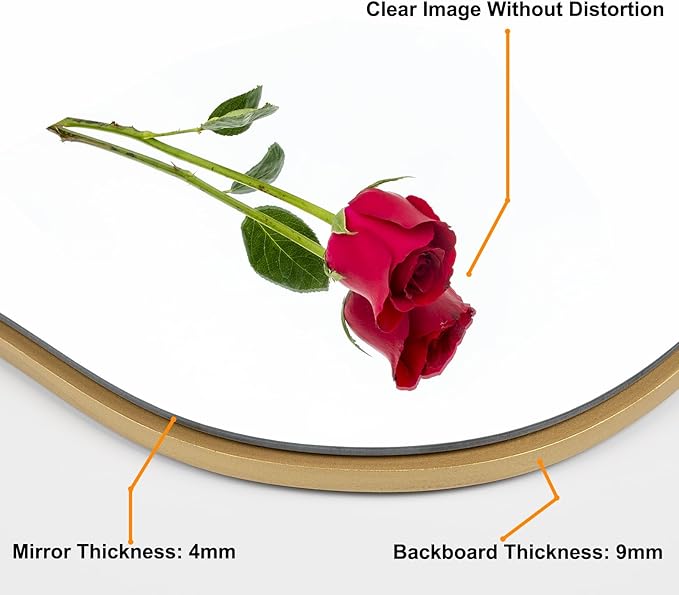 BOMINICA Irregular Wall Mirror Asymmetrical Mirror, Decorative Wall Mirror Golden Wood Framed, Wall Mounted Mirror for Bathroom Living Room Entryway Bedroom Hallway (Gold, 20" x 28")