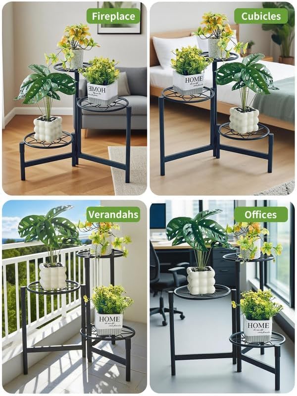 Tiered Plant Stand Outdoor 3 Tier Indoor Metal Flower Shelf for Multiple Plants Corner Tall Flower Holders for Patio Garden Living Room Balcony Bedroom Black Diamond