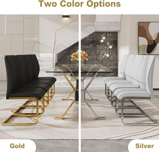 71'' Glass Dining Table Set for 8,9 Piece Dining Table Set with Tempered Glass Tabletop and Open‑Frame X‑Shaped Metal Base,Kitchen Table and Chairs Ideal for Dining Room&Home Office