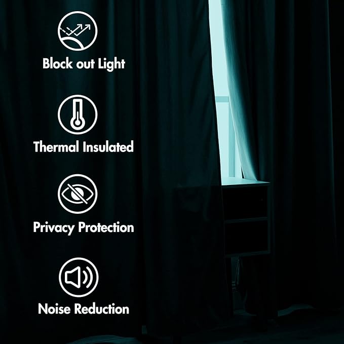 MIULEE Teal Velvet Curtains 96 inches 2 Panels - Luxury Blackout Curtains for Bedroom Living Room Thermal Insulated Super Soft Window Drapes Rod Pocket & Back Tab, W52 x L96 inches