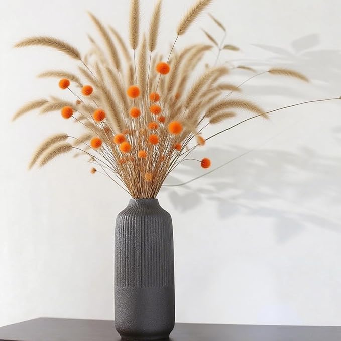 Black Ceramic Vase, Flower Vase in Nordic Style, Black Vases for Pampas Grass, Large Boho Decor Matt 10 Inch,Vases Home Decor for Centerpieces Table Entryway Shelf