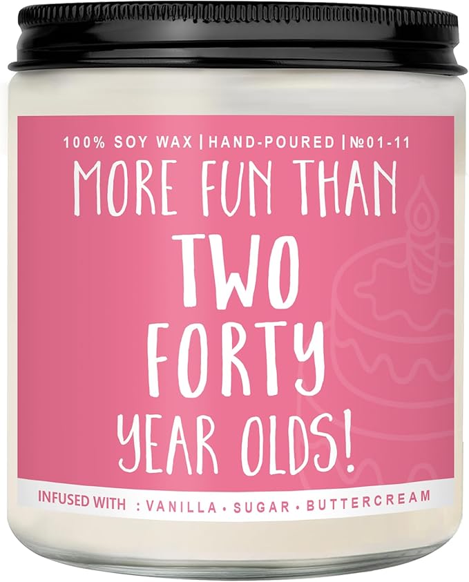 80th Birthday Gifts for Women, Perfect Birthday Present, Funny Presents for Mom, Friends, Wife, Sister, 7oz Vanilla Cream-Scented Candle