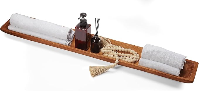 Uziass Wood Dough Bowl, 39.25in Hand Carved Rustic Wooden Dough Bowls Farmhouse Decorative Wood Dough Bowl Long Wooden Bowls for Dining Table Centerpiece Living Room Home Kitchen Counter Accent Decor