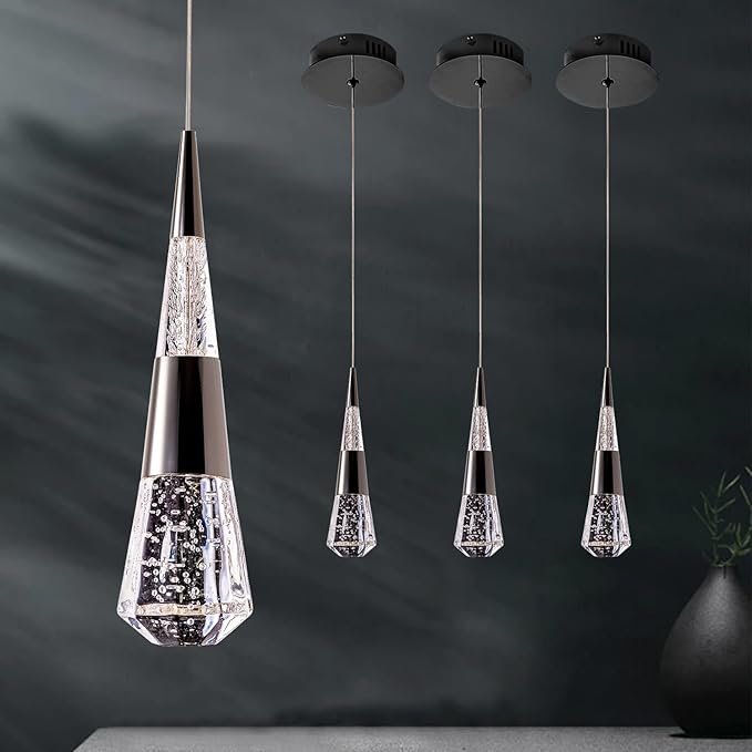 Pendant Lights Kitchen Island Black,3-Pack Led Penant Lights for Kitchen Island, Modern Led Pendant Light Fixture for Dining Room Over Table,Bathroom Pendant Light Fixtures Ceiling Hanging