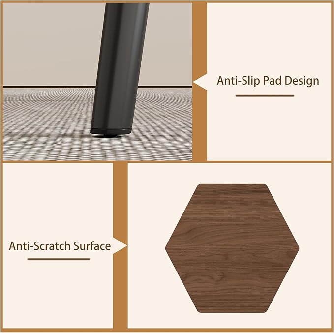 55.1'' Dining Table Set for 4,Modern Wood Dining Table,Leather Dining Chairs 4,Table and Chairs Set of 4,Ideal for Kitchen Dining Room (Walnut Color Table + 4 U-Shaped Brown Chairs, 55.1")